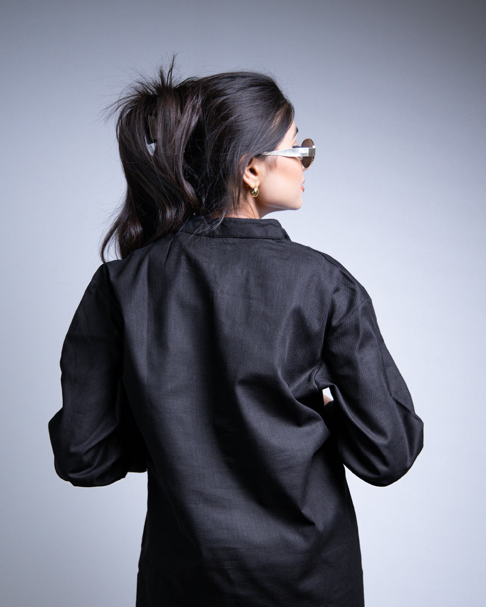 The Midnight Black Short Kurta