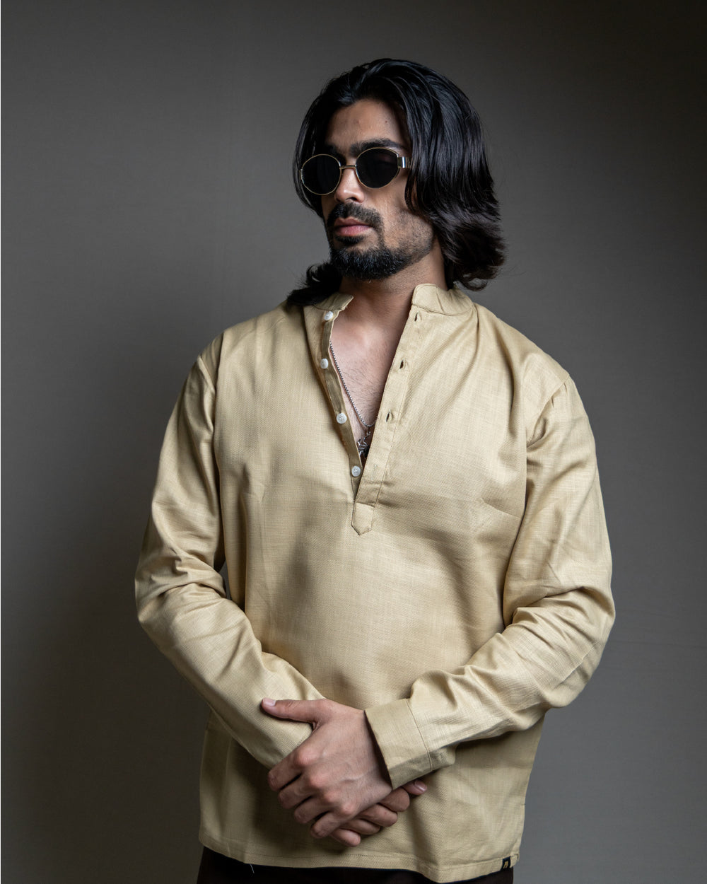 The Parchment Beige Short Kurta