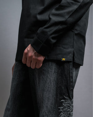 The Midnight Black Short Kurta