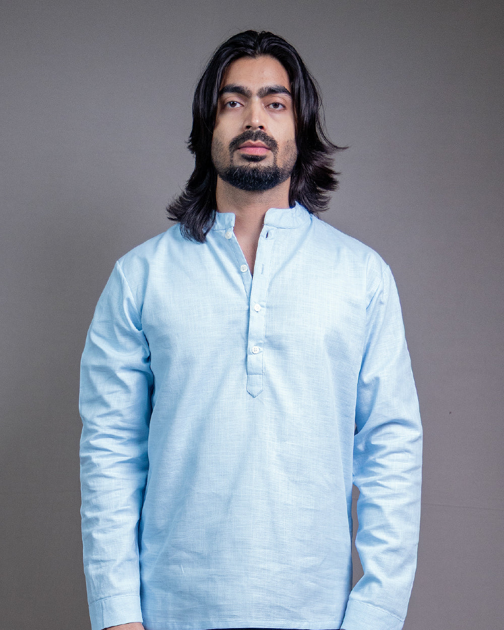 The Breeze Light Blue Short Kurta