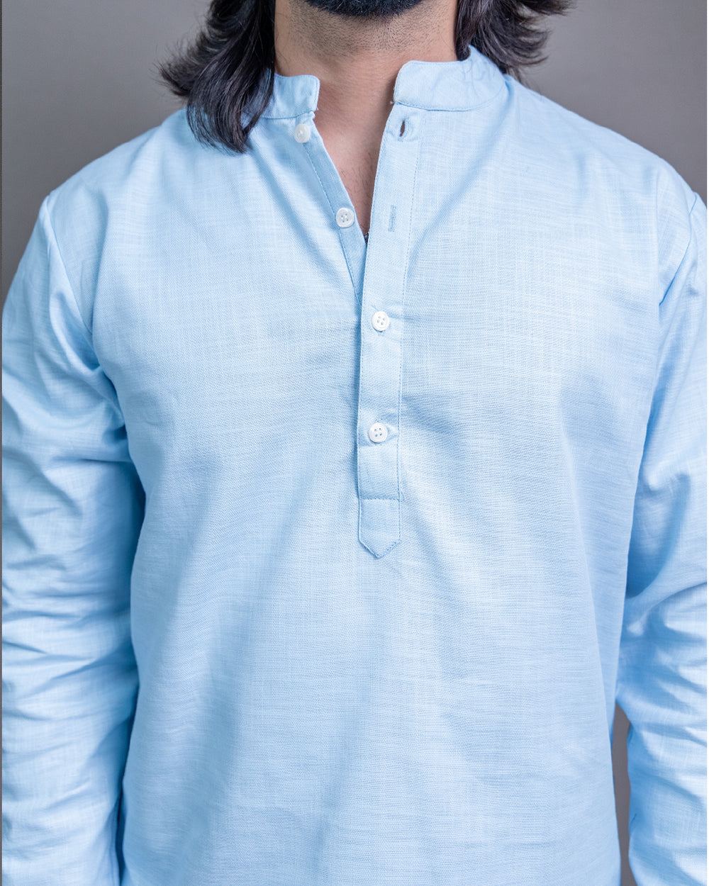The Breeze Light Blue Short Kurta