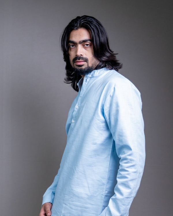 The Breeze Light Blue Short Kurta