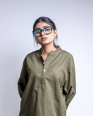 The Moss Olive Short Kurta