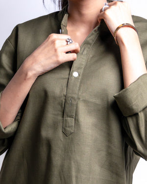The Moss Olive Short Kurta