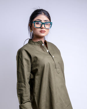 The Moss Olive Short Kurta