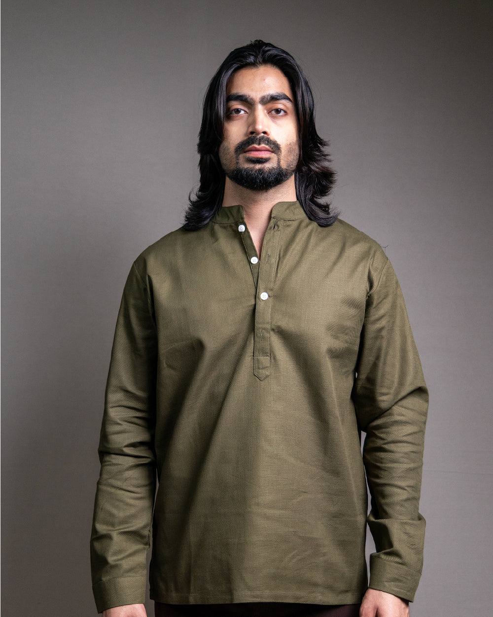The Moss Olive Short Kurta