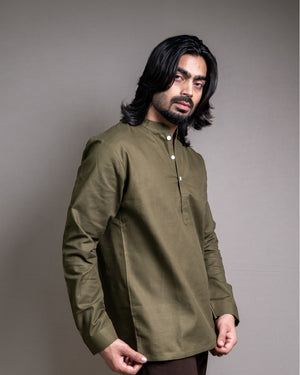 The Moss Olive Short Kurta