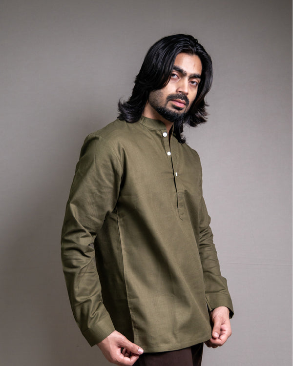 The Moss Olive Short Kurta