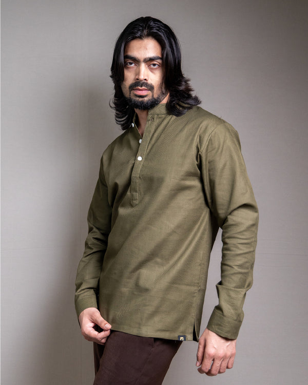 The Moss Olive Short Kurta