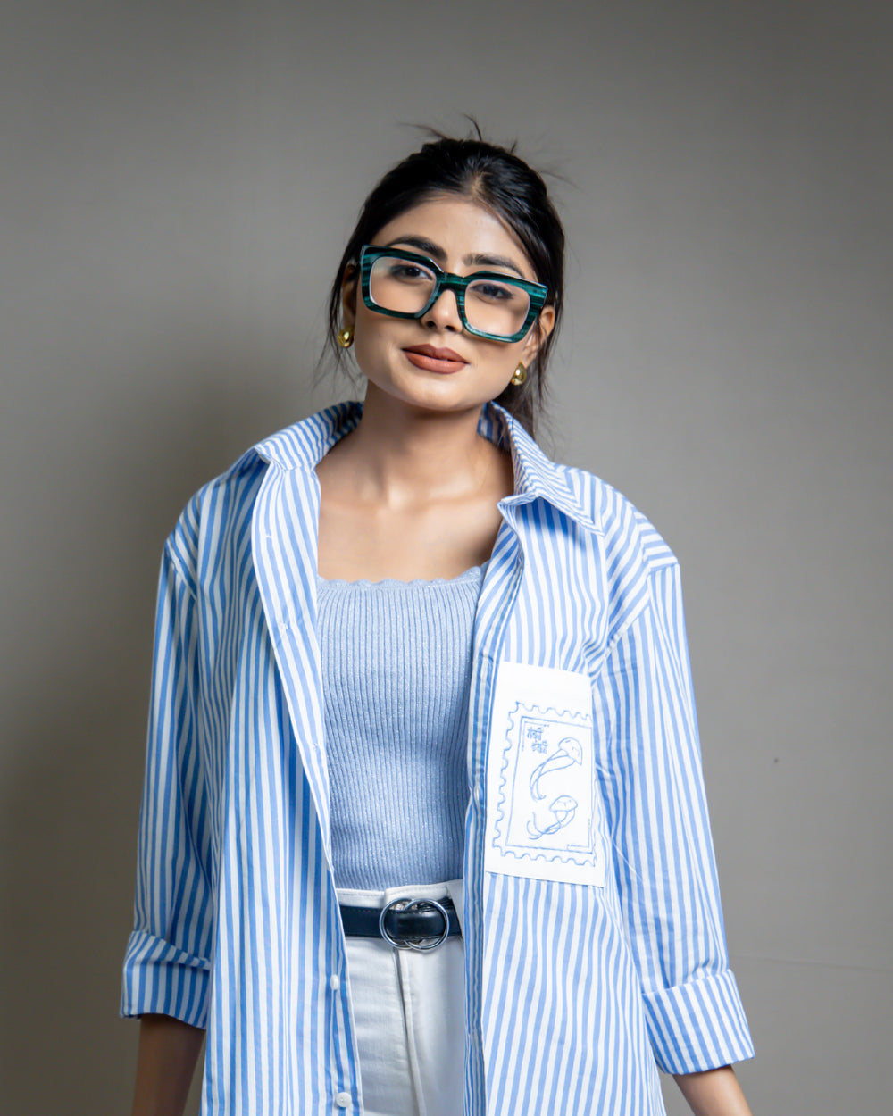 Blue Ocean Script Checkered Shirt
