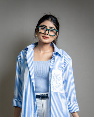 Blue Ocean Script Checkered Shirt