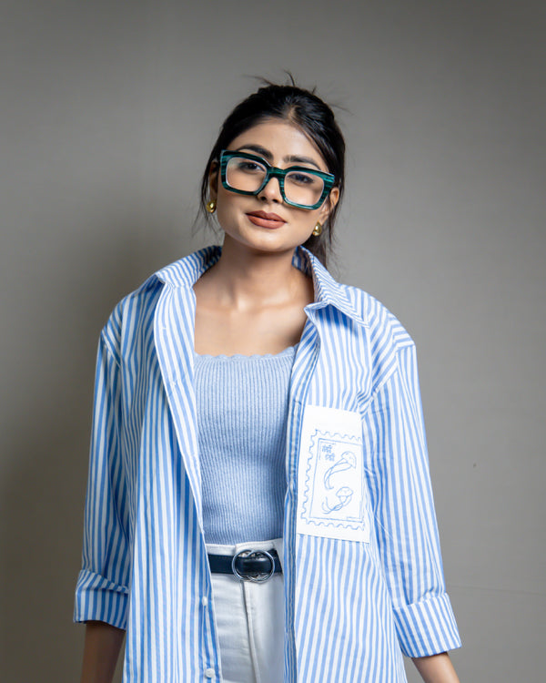 Blue Ocean Script Checkered Shirt