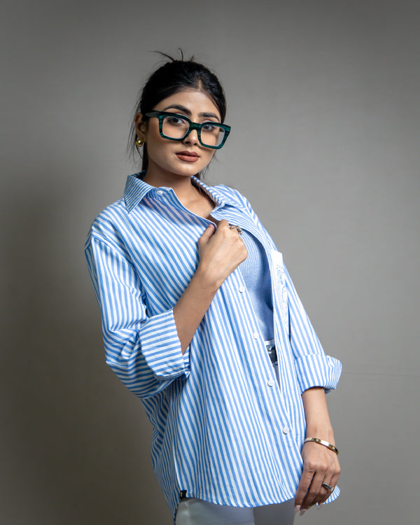 Blue Ocean Script Checkered Shirt