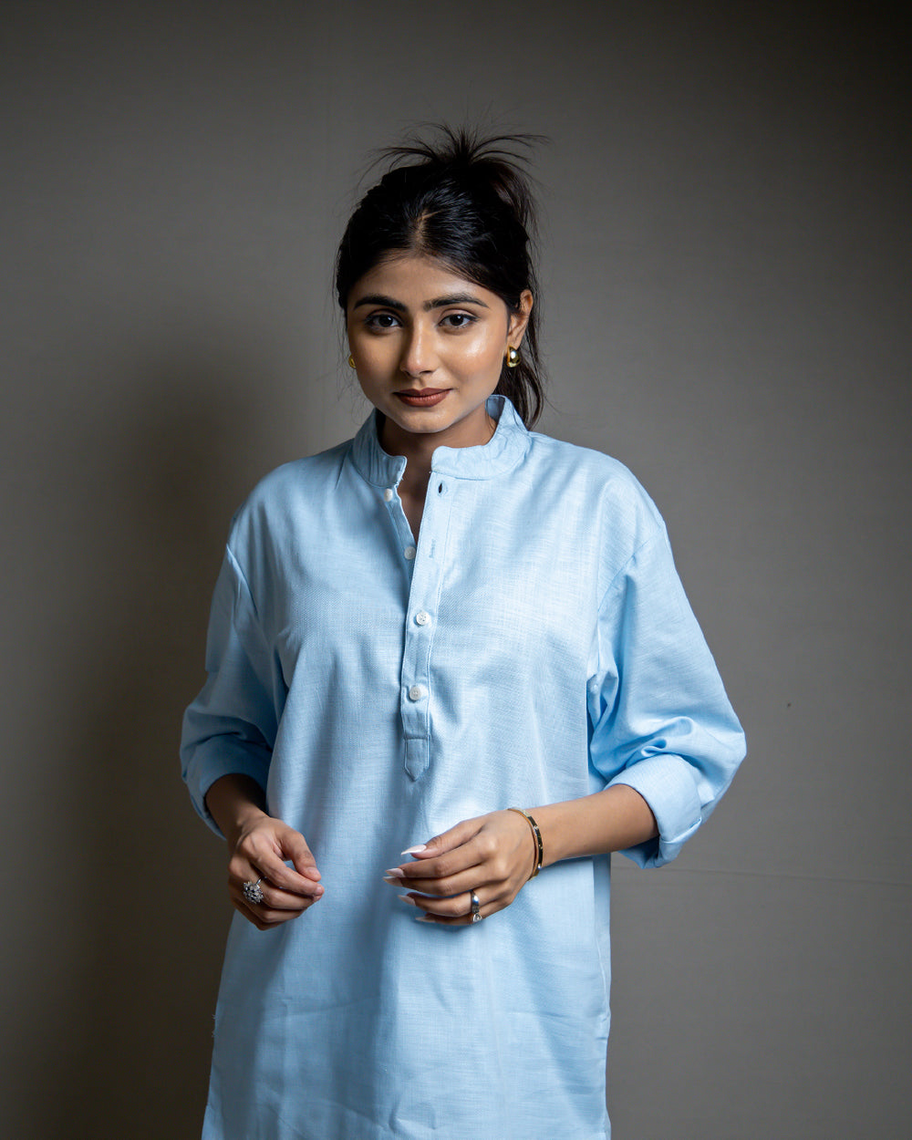 The Breeze Light Blue Short Kurta