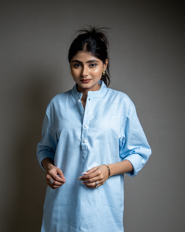 The Breeze Light Blue Short Kurta