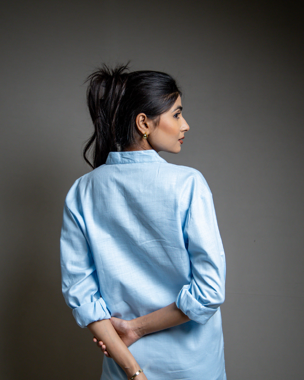 The Breeze Light Blue Short Kurta