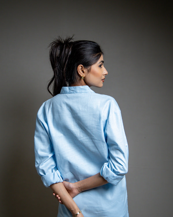 The Breeze Light Blue Short Kurta