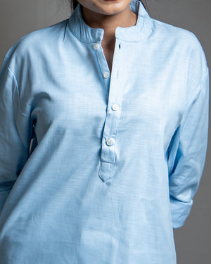 The Breeze Light Blue Short Kurta