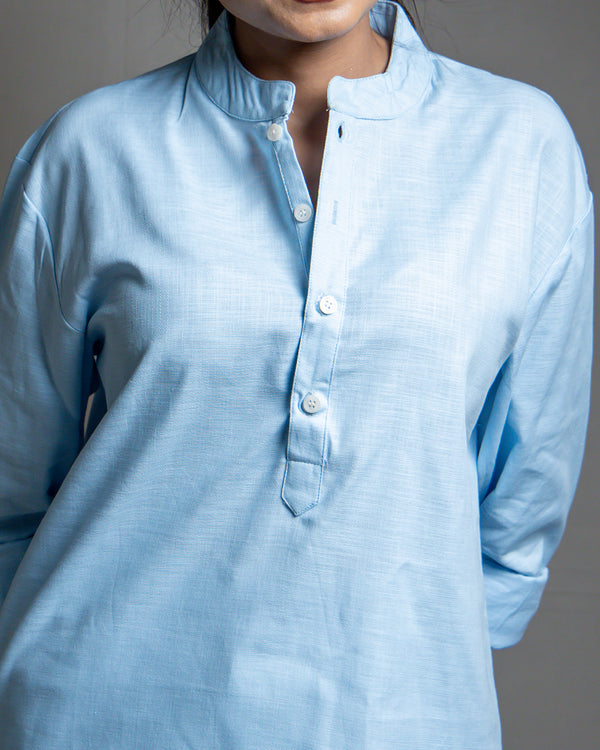 The Breeze Light Blue Short Kurta