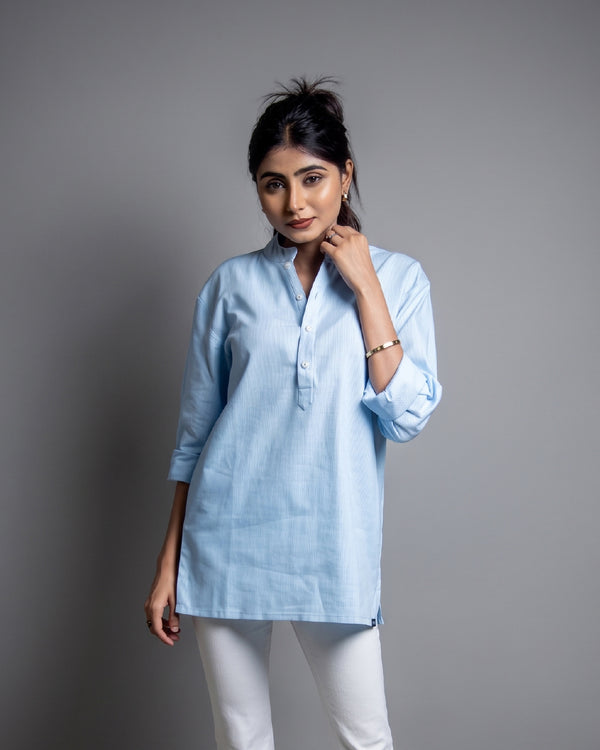 The Breeze Light Blue Short Kurta