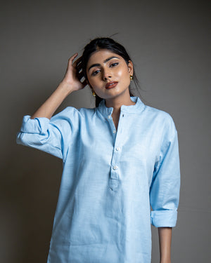 The Breeze Light Blue Short Kurta