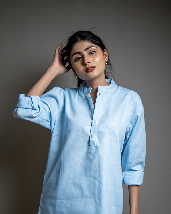 The Breeze Light Blue Short Kurta